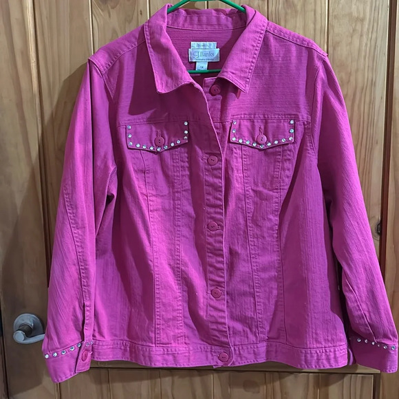 CJ Banks Jackets & Blazers - CJ Banks 1X Hot Pink Denim Jacket